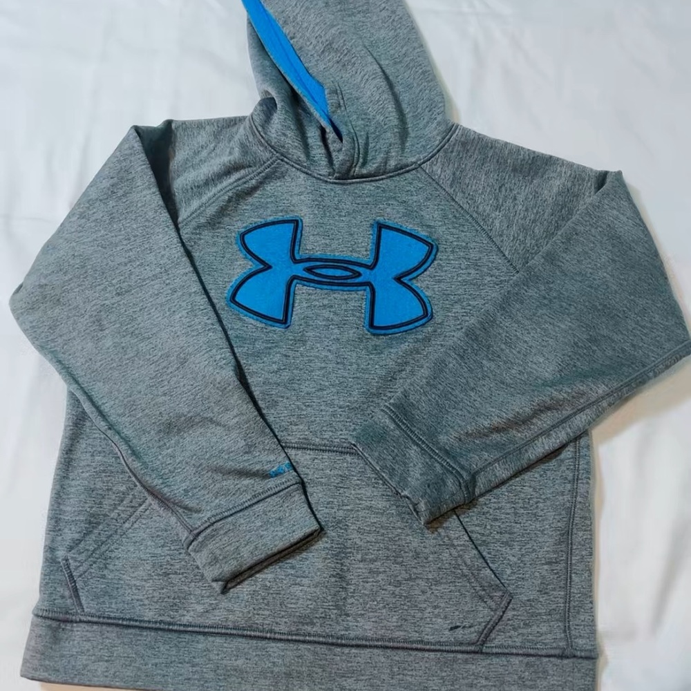 Under Armour Kids Gray Hoodie with Blue Logo